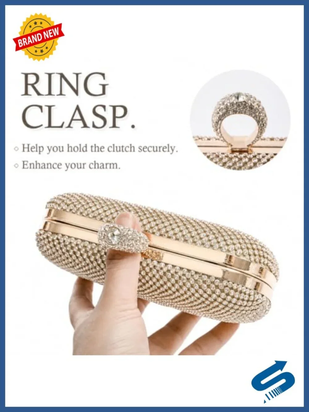 Rhinestone Beaded Evening Clutch Purse Satin Crossbody Bag
